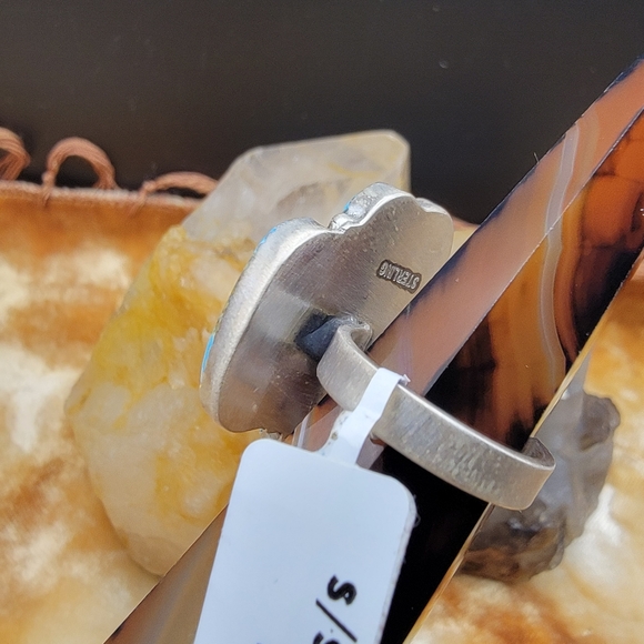 NEW Sterling Silver No. 8 Mine Turquoise Adjustable Statement Ring Chunky Heart - Picture 5 of 14